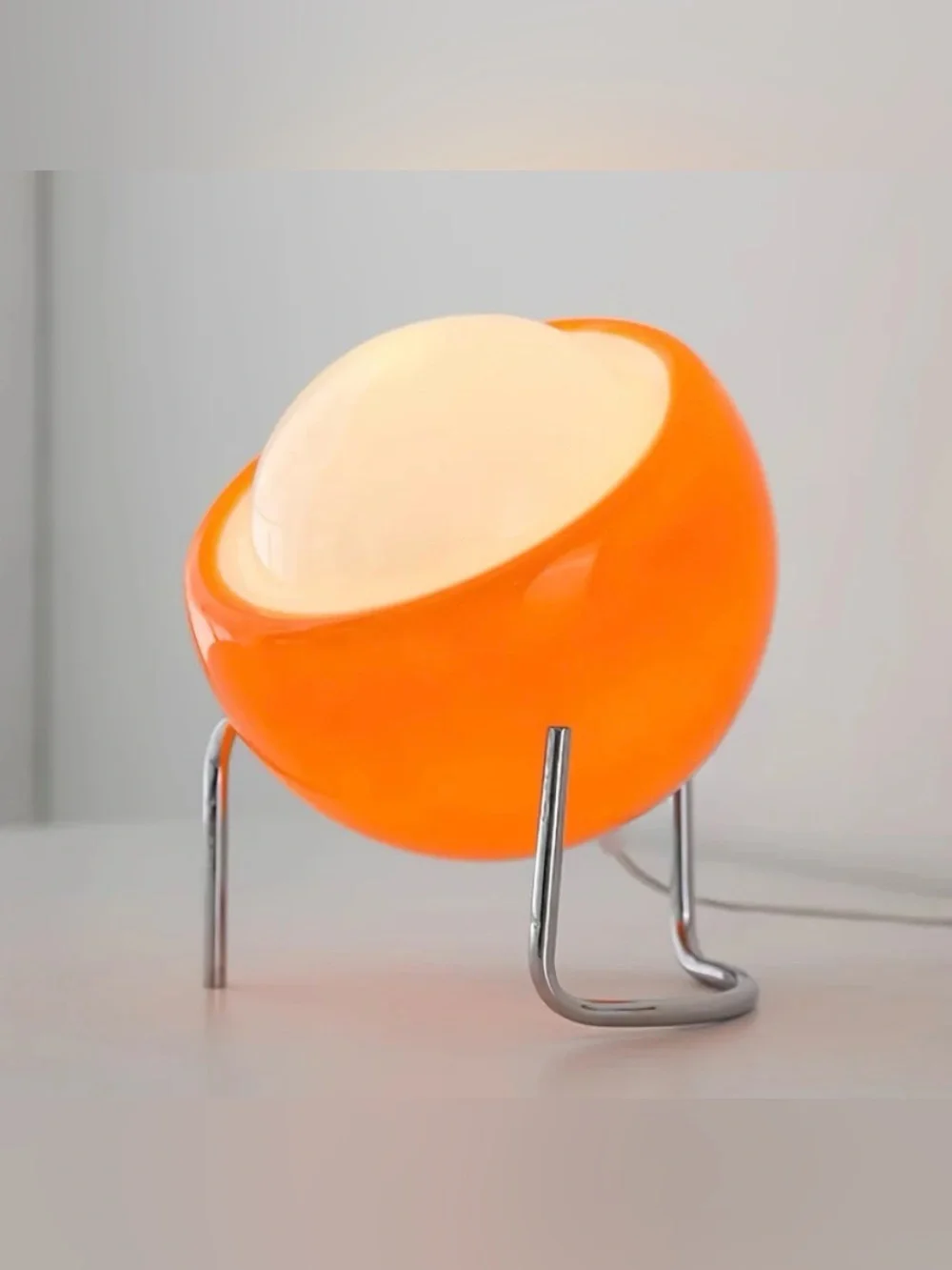 Bauhaus Lamp, Mid Century Modern Orange Table Lamp